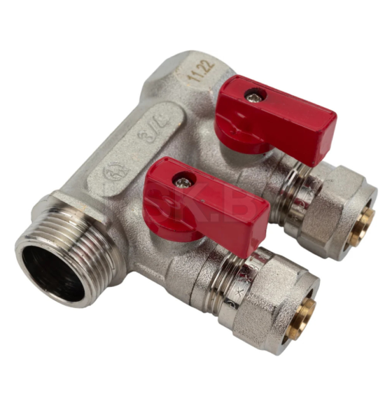 Коллектор резьбовой с кранами FM 3/4",1/2"х2 AQUALINK СС02424 (СС02424) 