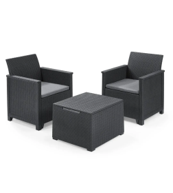 Набор садовой мебели (два кресла, столик) Elodie, графит