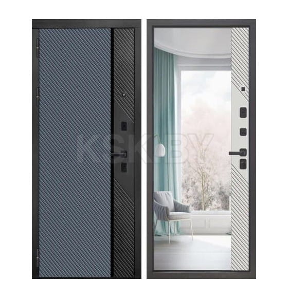 Дверь входная "МеталЮр М17 зеркало" Velluto Oscure/Velluto Gelato (левая)  960х2050 мм