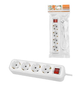 Удлинитель 4 гнезда, 7 метров, с/з, с выключателем, 16 А, 3680 Вт (белый) TDM НАРОДНЫЙ SQ1303-1428