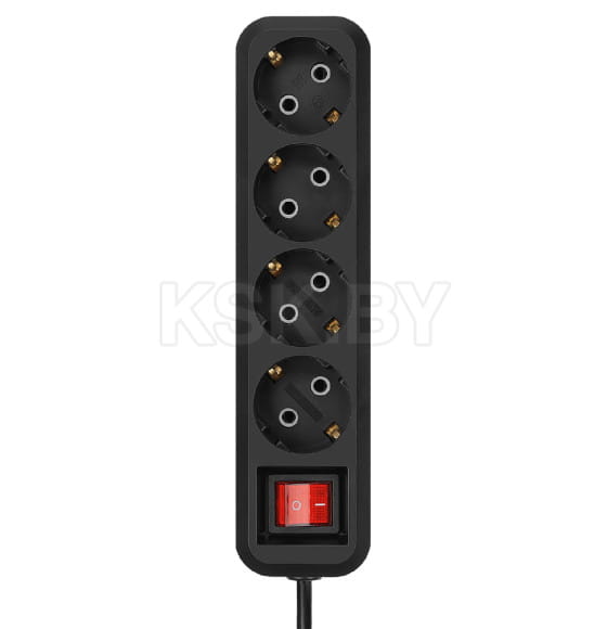 Удлинитель 4 гнезда, 3 метра, с/з, с выключателем, 10 А, 2300 Вт (черный) TDM НАРОДНЫЙ SQ1303-1126 (SQ1303-1126) 