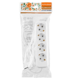 Удлинитель 4 гнезда, 3 метра, с/з, 16 А, 3680 Вт (белый) TDM НАРОДНЫЙ SQ1303-1406