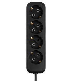 Удлинитель 4 гнезда, 1,5 метра, с/з, 10 А, 2300 Вт (черный) TDM НАРОДНЫЙ SQ1303-1055