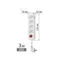 Удлинитель 4 гнезда, 3 метра, с/з, с выключателем, 16 А, 3680 Вт (белый) TDM НАРОДНЫЙ SQ1303-1426 (SQ1303-1426) 