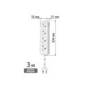 Удлинитель 4 гнезда, 3 метра, б/з, 6 А, 1380 Вт (белый) TDM НАРОДНЫЙ SQ1303-1206 (SQ1303-1206) 