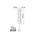 Удлинитель 4 гнезда, 10 метров, б/з, 10 А, 2300 Вт (белый) TDM НАРОДНЫЙ SQ1303-1319 (SQ1303-1319) 