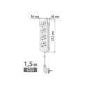 Удлинитель 4 гнезда, 1,5 метра, с/з, 16 А, 3680 Вт (белый) TDM НАРОДНЫЙ SQ1303-1405 (SQ1303-1405) 