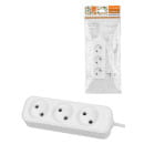 Удлинитель 3 гнезда, 3 метра, б/з, 6 А, 1380 Вт (белый) TDM НАРОДНЫЙ SQ1303-1201 (SQ1303-1201) 