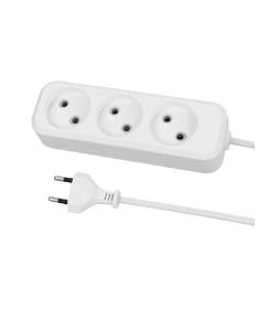 Удлинитель 3 гнезда, 3 метра, б/з, 6 А, 1380 Вт (белый) TDM НАРОДНЫЙ SQ1303-1201