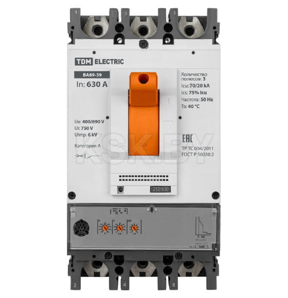 Выключатель автоматический ВА89-39 3Р 630А 70кА TDM SQ0751-0057 (SQ0751-0057) 