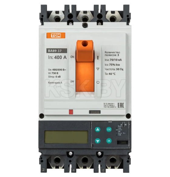 Выключатель автоматический ВА89-37 3Р 400А 70кА (ЭР-ЖК дисплей) TDM SQ0751-0143 (SQ0751-0143) 