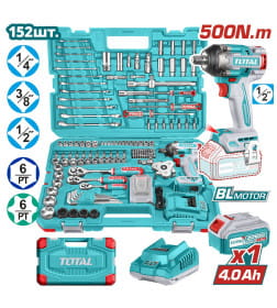 Гайковерт аккумуляторный с набором инструмента (152 шт.) TOTAL THKTHP31522