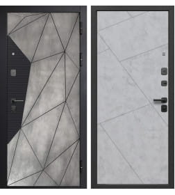 Дверь входная "Гарда 9 Геометрия" Бетон лофт графит/бетон снежный (правая)  960х2050 мм