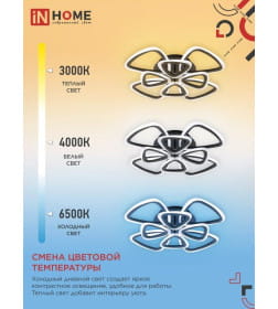 Светильник светодиодный ELEGANT SANSA-B 120Вт 230В 3000-6500K 8400Лм 650х650х130 мм c пультом ДУ черный IN HOME 4690612035390