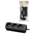 Удлинитель 3 гнезда, 10 метров, с/з, 10 А, 2300 Вт (черный) TDM НАРОДНЫЙ SQ1303-1054 (SQ1303-1054) 