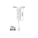 Удлинитель 3 гнезда, 10 метров, б/з, 10 А, 2300 Вт (белый) TDM НАРОДНЫЙ SQ1303-1314 (SQ1303-1314) 