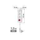 Удлинитель 3 гнезда, 1,5 метра, с/з, с выключателем, 10 А, 2300 Вт (белый) TDM НАРОДНЫЙ SQ1303-1100 (SQ1303-1100) 