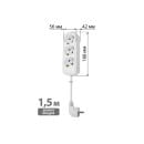 Удлинитель 3 гнезда, 1,5 метра, с/з, 10 А, 2300 Вт (белый) TDM НАРОДНЫЙ SQ1303-1040 (SQ1303-1040) 