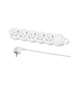 Удлинитель 5 гнезд, 5 м, с/з, с выключателем, с з/ш, ПВС 3х1мм2 16А/250В (бело-серый) TDM "Люкс" УЛ05В SQ1303-0138