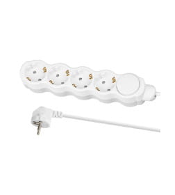 Удлинитель 4 гнезда, 7 м, с/з, с выключателем, с з/ш, ПВС 3х1мм2 16А/250В (бело-серый) TDM "Люкс" УЛ04В SQ1303-0182