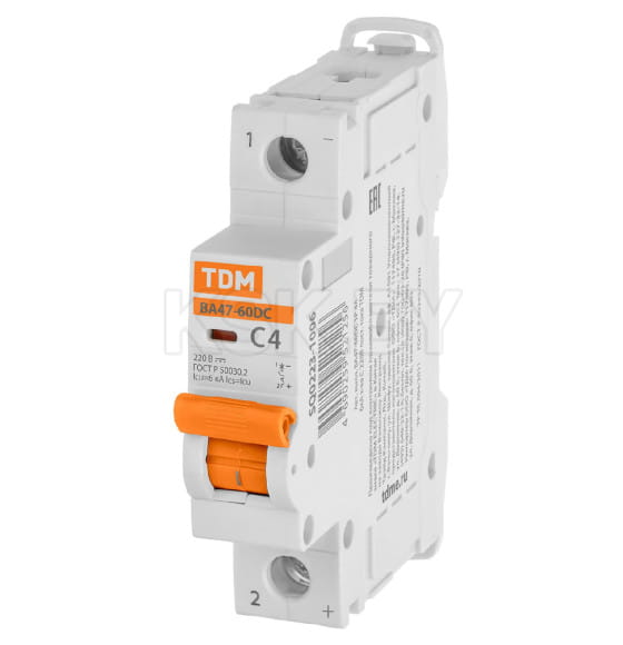 Выключатель автоматический ВА47-60DC 1P 4А 6кА х-ка С TDM SQ0223-1006 (SQ0223-1006) 