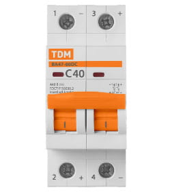 Выключатель автоматический ВА47-60DC 2P 40А 6кА х-ка С TDM SQ0223-1032