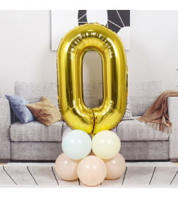 Шар фольгированный 40" Цифра 0, цвет золотой 1386203