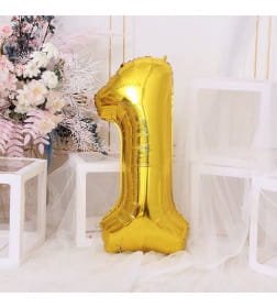 Шар фольгированный 40" Цифра 1, цвет золотой 1386204