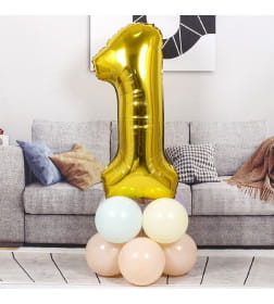 Шар фольгированный 40" Цифра 1, цвет золотой 1386204