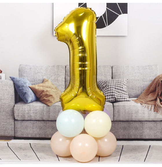 Шар фольгированный 40" Цифра 1, цвет золотой 1386204 (1386204) 