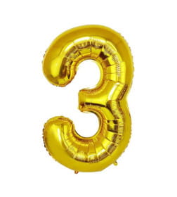 Шар фольгированный 40" Цифра 3, цвет золотой 1386206