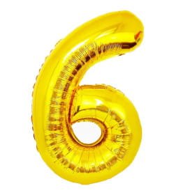 Шар фольгированный 40" Цифра 6, цвет золотой 1386209