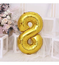 Шар фольгированный 40" Цифра 8, цвет золотой 1386211