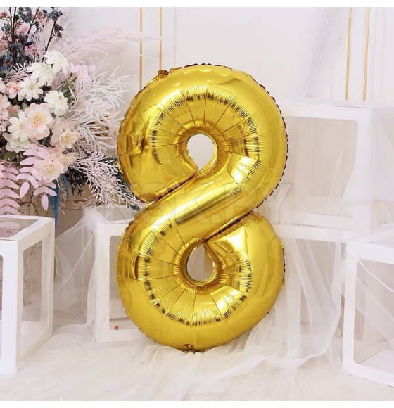 Шар фольгированный 40" Цифра 8, цвет золотой 1386211 (1386211) 