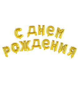 Гирлянда шар фольгированный "С днем рождения" 16",  цвет золотой 3664905