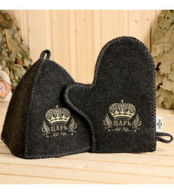 Набор банный "Царь" 5 предметов (портфель, шапка, варежка, коврик, тапки) 9691883