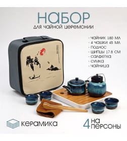 Набор для чайной церемонии 10 предметов, 4 персоны, чашка 45 мл, чайник 180 мл 6847336