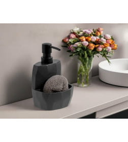 Дозатор для моющего средства с подставкой для губки PERFECTO LINEA SYMPHONY черный 35-103002