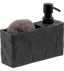 Дозатор для моющего средства с подставкой для губки PERFECTO LINEA  PEARL черный 35-191001