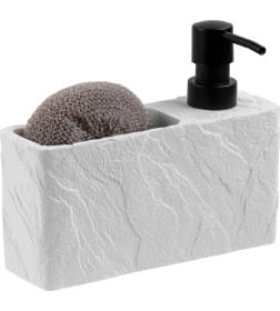 Дозатор для моющего средства с подставкой для губки PERFECTO LINEA PEARL белый 35-191002