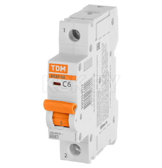 Выключатель автоматический ВА47-60 1Р 6А 6кА х-ка С TDM SQ0223-0073 (SQ0223-0073) 