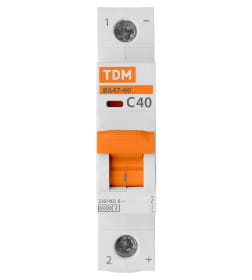Выключатель автоматический ВА47-60 1Р 40А 6кА х-ка С TDM SQ0223-0081
