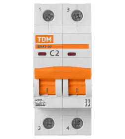 Выключатель автоматический ВА47-60 2Р 3А 6кА х-ка С TDM SQ0223-0086