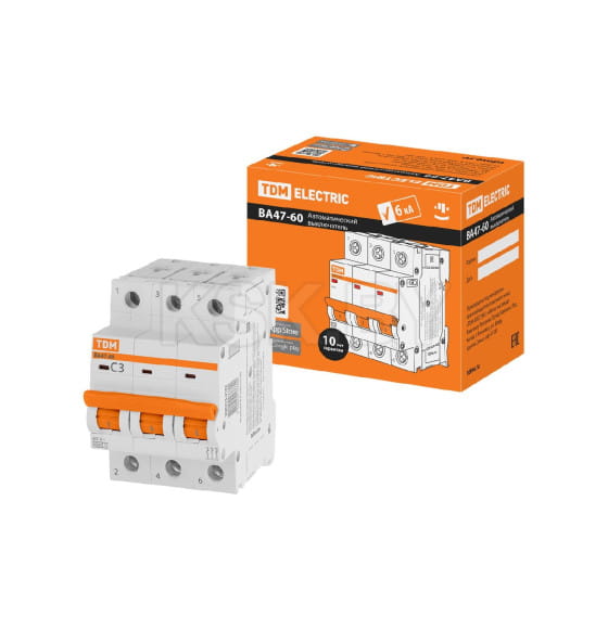 Выключатель автоматический ВА47-60 3Р 3А 6кА х-ка С TDM SQ0223-0102 (SQ0223-0102) 