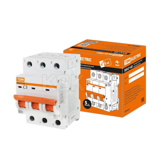 Выключатель автоматический ВА47-60 3Р 3А 6кА х-ка С TDM SQ0223-0102 (SQ0223-0102) 