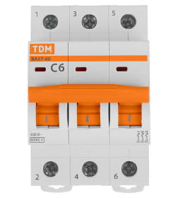 Выключатель автоматический ВА47-60 3Р 6А 6кА х-ка С TDM SQ0223-0105