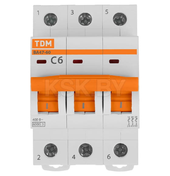 Выключатель автоматический ВА47-60 3Р 6А 6кА х-ка С TDM SQ0223-0105 (SQ0223-0105) 
