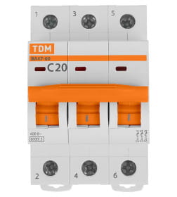 Выключатель автоматический ВА47-60 3Р 20А 6кА х-ка С TDM SQ0223-0110