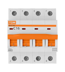 Выключатель автоматический ВА47-60 4Р 16А 6кА х-ка С TDM SQ0223-0125