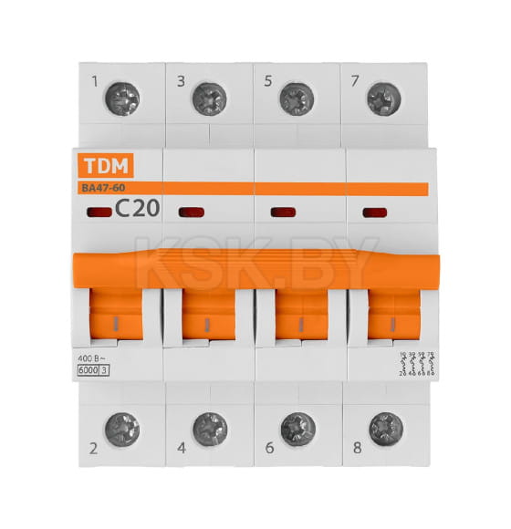 Выключатель автоматический ВА47-60 4Р 20А 6кА х-ка С TDM SQ0223-0126 (SQ0223-0126) 